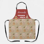 ヴィンテージジンジャーブレッドマン，家，木，クリスマス エプロン (正面)