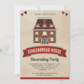 ヴィンテージジンジャーブレッ飾ドハウスパーティー 招待状 (正面)