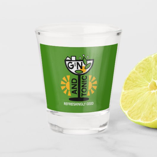 ヴィンテージジントニック・アート ショットグラス (正面)