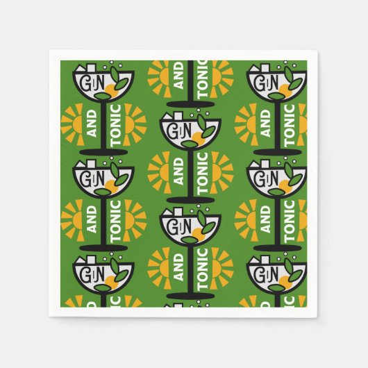 ヴィンテージジントニック・アート スタンダードカクテルナプキン (正面)