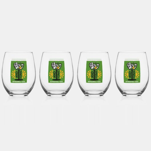 ヴィンテージジントニック・アート ステムなしワイングラス (正面)