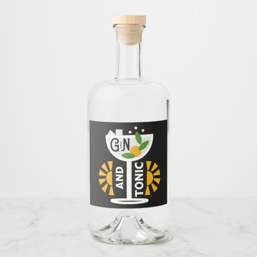 ヴィンテージジントニック・アート リキュールボトルラベル (正面)