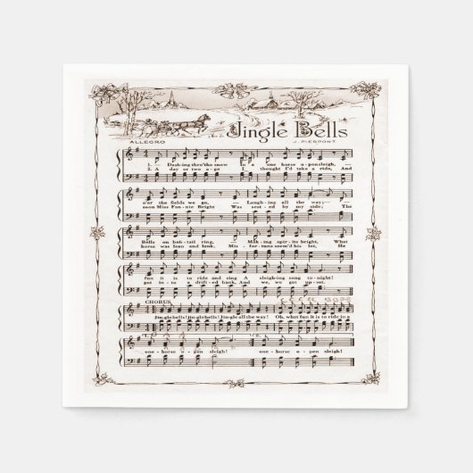 ヴィンテージジンルベルクリスマスのナプキン スタンダードカクテルナプキン (正面)