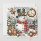 ヴィンテージジンルベルズ&クリスマス雪だるま シーズンカード (正面)