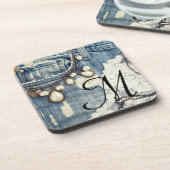 ヴィンテージジーンズビクトリアンモノグラム飲料コースター コースター (左側)