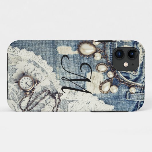 ヴィンテージジーンズビクトリアンモノグラムIPHONE 5ケース Case-Mate iPhoneケース (裏面(横))