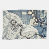 ヴィンテージジーンズビクトリアンレースキッチンディッシュタオル キッチンタオル (横)