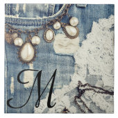 ヴィンテージジーンズビクトリアンレースモノグラム表示タイル タイル (正面)