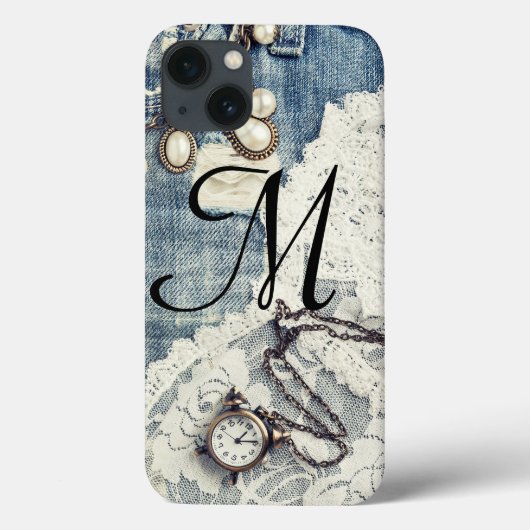ヴィンテージジーンズビクトリアンレースモノグラムIPADケース Case-Mate iPhoneケース (裏面)