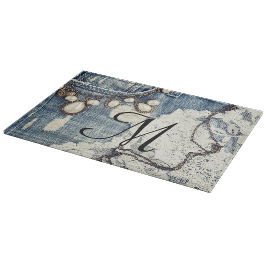 ヴィンテージジーンズヴィクトリ単版画ガラス切断板 カッティングボード (角)