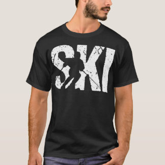 ヴィンテージスおもしろいキーギフト冬スポーツスキー Tシャツ