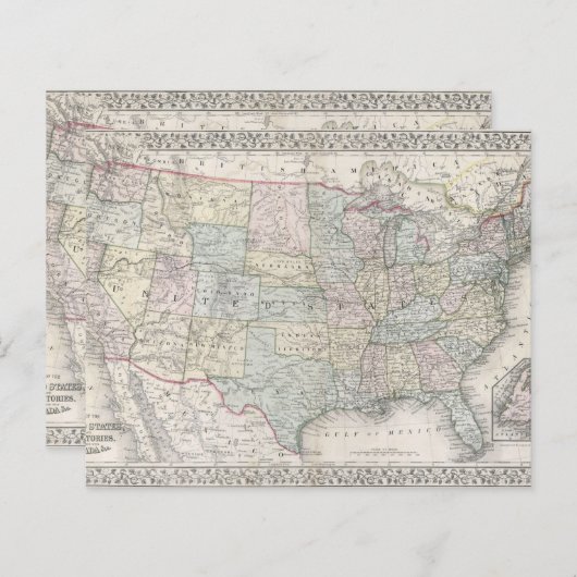 ヴィンテージスの地図統一された州紙 (正面/裏面)