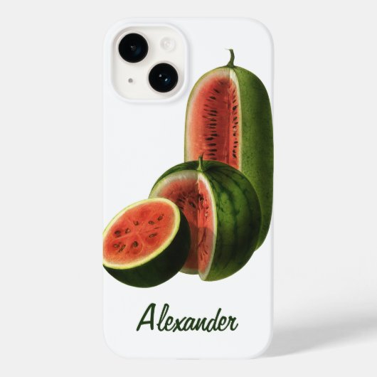 ヴィンテージスイカの背の高い丸いオーガニック食品の果物 Case-Mate iPhoneケース (裏面)