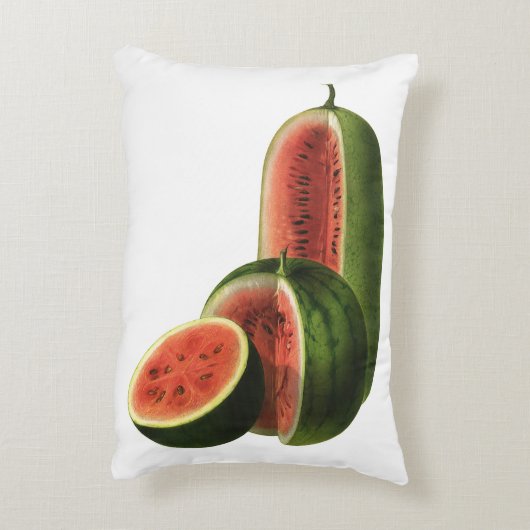 ヴィンテージスイカ背の高い丸いオーガニック食べ物の果物 アクセントクッション (裏面(縦))