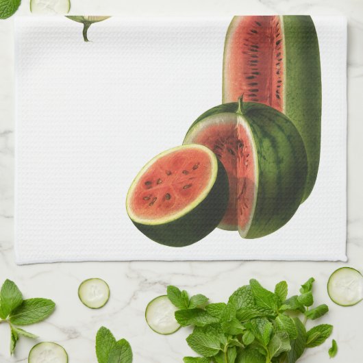 ヴィンテージスイカ背の高い丸いオーガニック食べ物の果物 キッチンタオル (折り畳み)