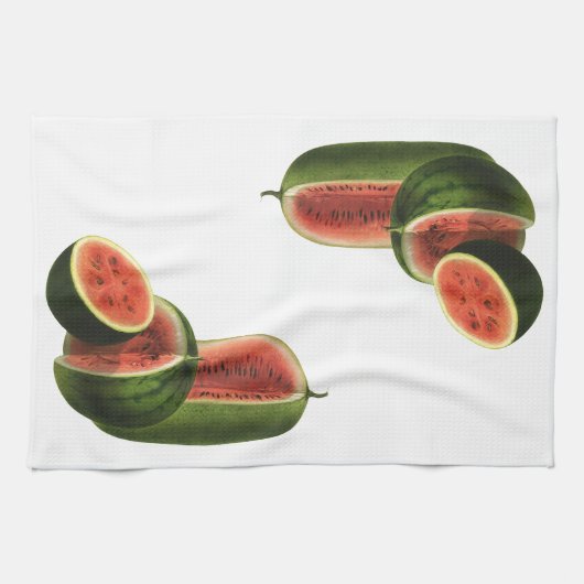 ヴィンテージスイカ背の高い丸いオーガニック食べ物の果物 キッチンタオル (横)