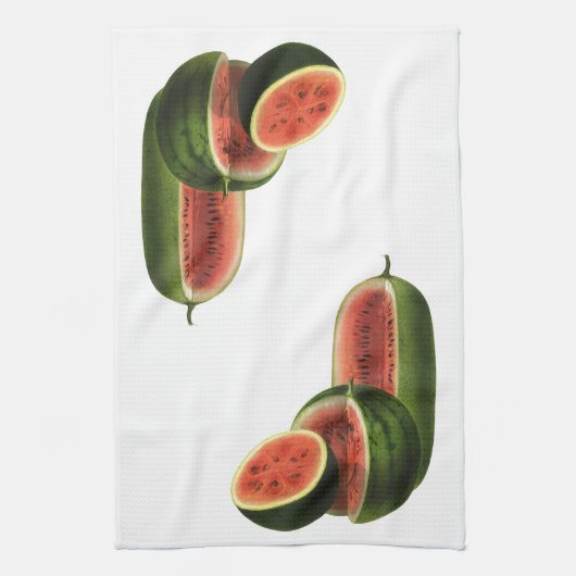 ヴィンテージスイカ背の高い丸いオーガニック食べ物の果物 キッチンタオル (縦)