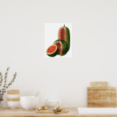 ヴィンテージスイカ背の高い丸いオーガニック食べ物の果物 ポスター (キッチン)