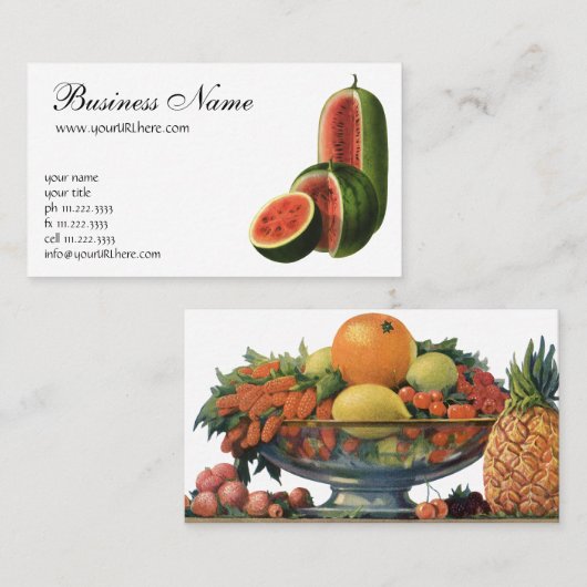 ヴィンテージスイカ背の高い丸いオーガニック食べ物の果物 名刺 (正面/裏面)
