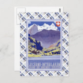 ヴィンテージスイスのラウルウェイのポスター、インターラーケン・ルツェン ポストカード (正面/裏面)