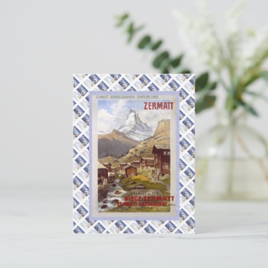 ヴィンテージスイスのラウルウェイのポスター、ツェルマット ポストカード (スタンド正面)