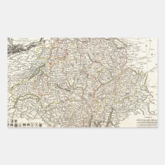 ヴィンテージスイスの地図(1771年) 長方形シール (正面)