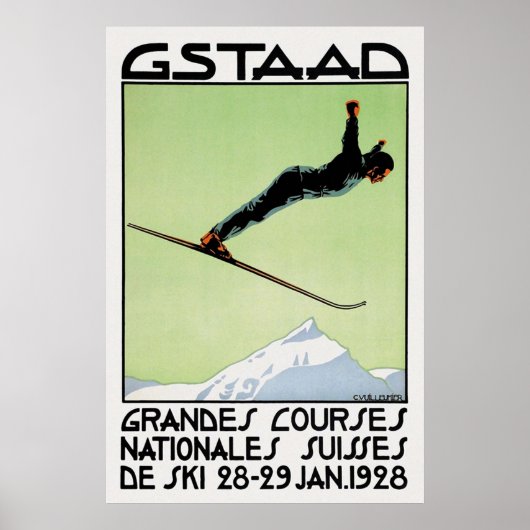 ヴィンテージスイスアールデコスノースキースポーツ競技会 ポスター (正面)