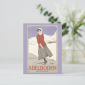 ヴィンテージスイスウィンタースケートで滑るスイストラベル ポストカード (スタンド正面)