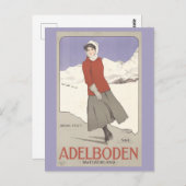 ヴィンテージスイスウィンタースケートで滑るスイストラベル ポストカード (正面/裏面)