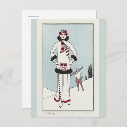 ヴィンテージスイススイスアルプススノースキー ポストカード (正面/裏面)