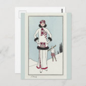 ヴィンテージスイススイスアルプススノースキー ポストカード (正面/裏面)