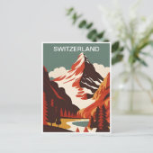 ヴィンテージスイススキーリゾート冬のツアーヨーロッパ ポストカード (スタンド正面)