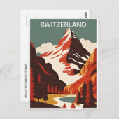 ヴィンテージスイススキーリゾート冬のツアーヨーロッパ ポストカード (正面/裏面)