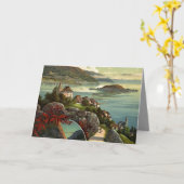 ヴィンテージスイストラベルイラストレーションアート カード (黄色い花)