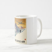 ヴィンテージスイストラベルピュアスイスエアスキーアート コーヒーマグカップ (正面右)