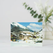 ヴィンテージスイスモーギンズ、冬のスキーリゾート ポストカード (スタンド正面)