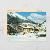 ヴィンテージスイスモーギンズ、冬のスキーリゾート ポストカード (正面/裏面)