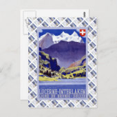 ヴィンテージスイス鉄道ルツェルンインターラーケンブルニグ ポストカード (正面/裏面)