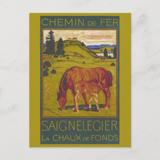 ヴィンテージスイス馬レトロ鉄道旅行 ポストカード (正面)