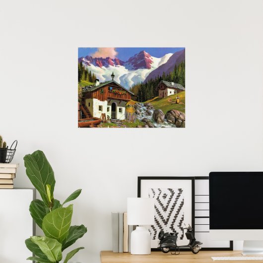 ヴィンテージスイス,グレッシュエルウエルト,村, ポスター (ホームオフィス)