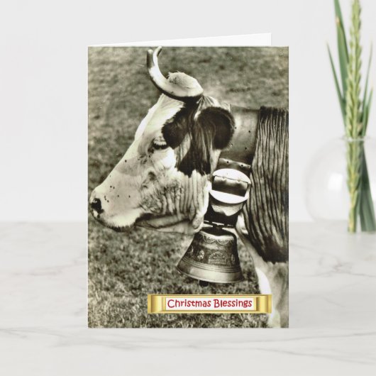 ヴィンテージスイス、牛の鈴を持つ牛 シーズンカード (正面)