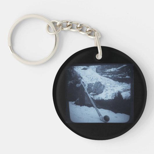 ヴィンテージスイスAlphornブロワ魔法ランタンスライド キーホルダー (正面)