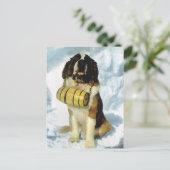 ヴィンテージスイスSt Bernard犬とブランデー ポストカード (スタンド正面)