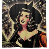 ヴィンテージスイッチのピン留め シャワーカーテン (正面)