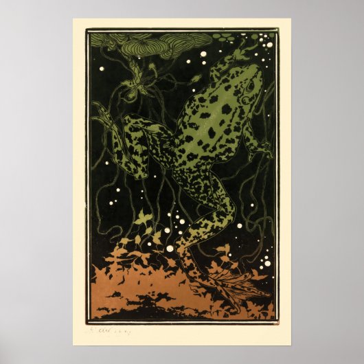 ヴィンテージスイミングフロッグバイジュリーデグラグ ポスター (正面)