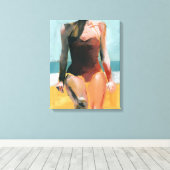 ヴィンテージスイム – 赤い水着 キャンバスプリント (インサイチュ (ウッドフロア))