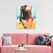 ヴィンテージスイム – 赤い水着 キャンバスプリント (インサイチュ (リビング))