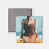 ヴィンテージスイム – 赤い水着 マグネット (正面/裏面)