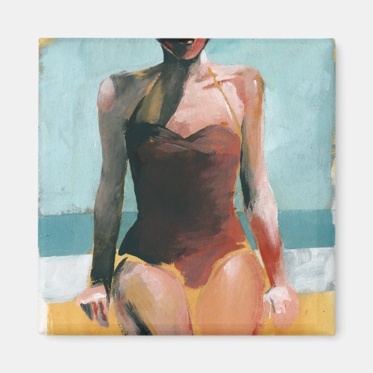 ヴィンテージスイム – 赤い水着 マグネット (正面)