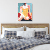 ヴィンテージスイム – 黄色の水着 キャンバスプリント (インサイチュ (寝室))